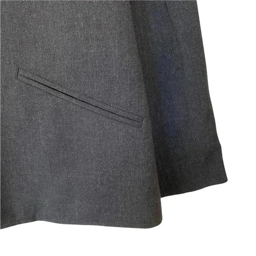 Lauren Ralph Lauren Gray Wool Jacket Blazer 6 Full Zip Mock Neck Vintage Classic - Picture 5 of 11